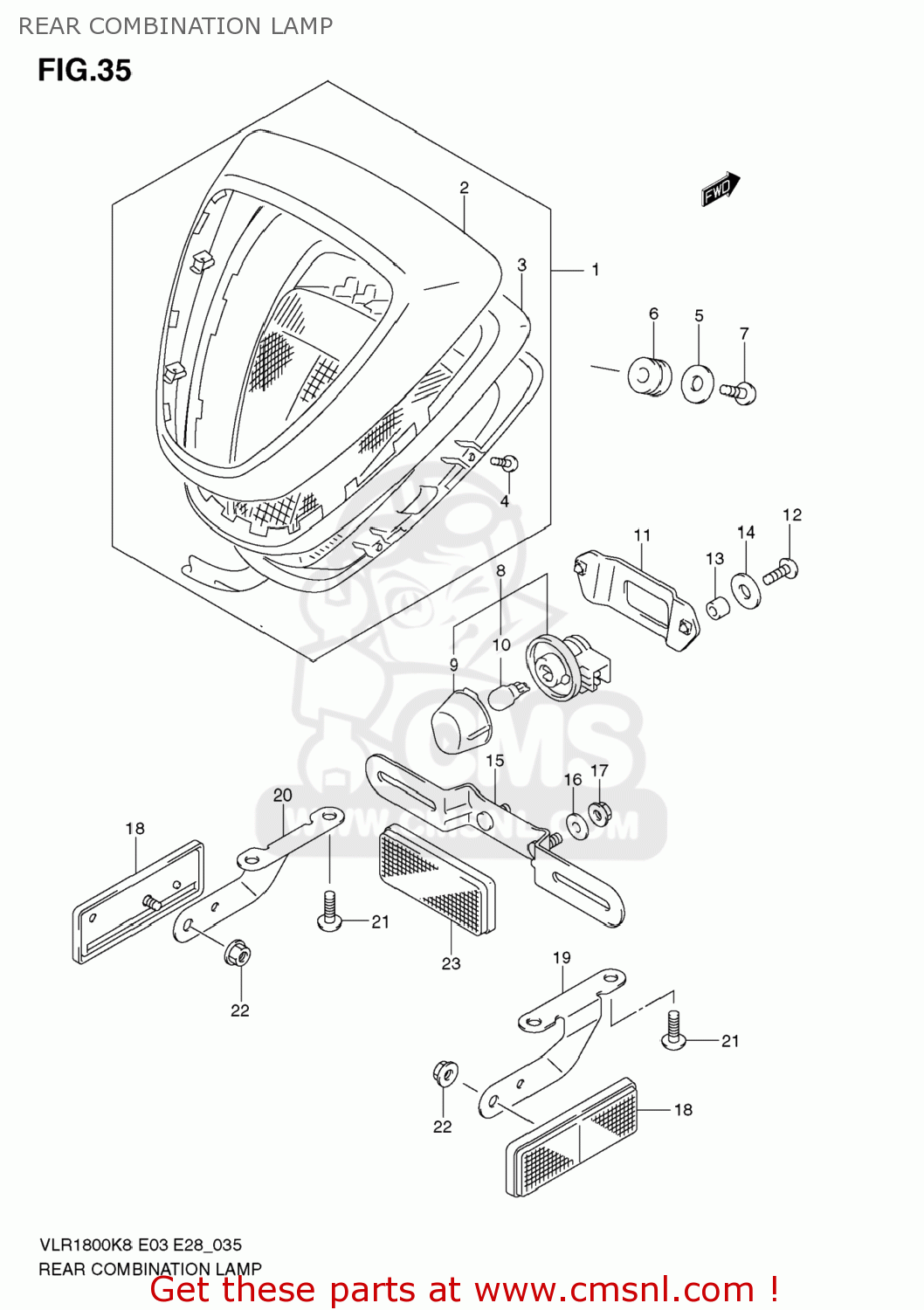 REAR COMBINATION LAMP VLR1800 BOULEVARD C109R 2009 (K9) CALIFORNIA (E33)