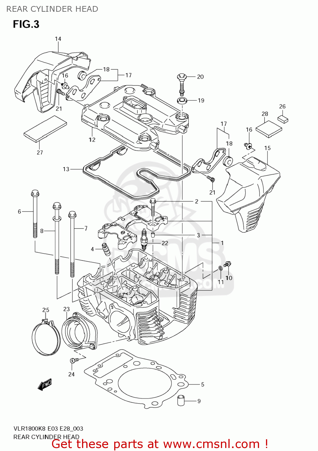 REAR CYLINDER HEAD VLR1800 BOULEVARD C109R 2009 (K9) CALIFORNIA (E33)