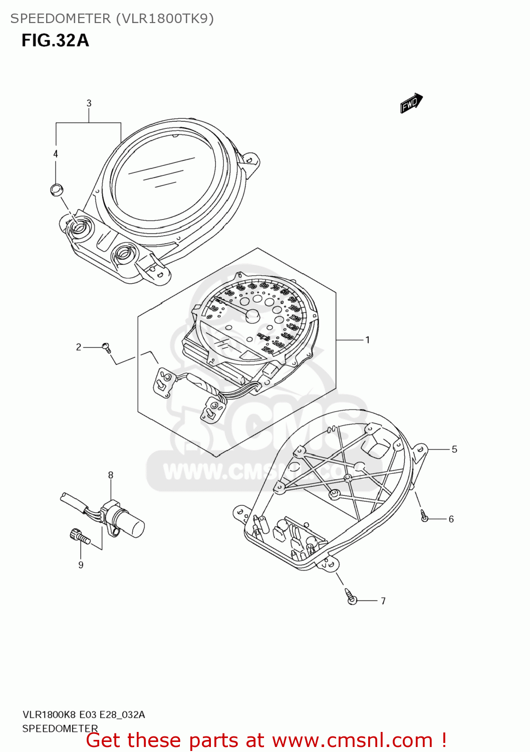SPEEDOMETER (VLR1800TK9) VLR1800 BOULEVARD C109R 2009 (K9) CALIFORNIA (E33)