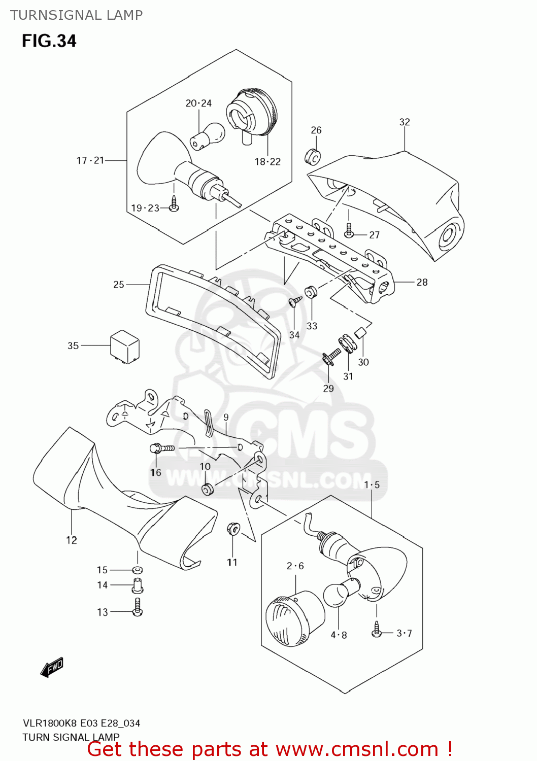 TURNSIGNAL LAMP VLR1800 BOULEVARD C109R 2009 (K9) CALIFORNIA (E33)