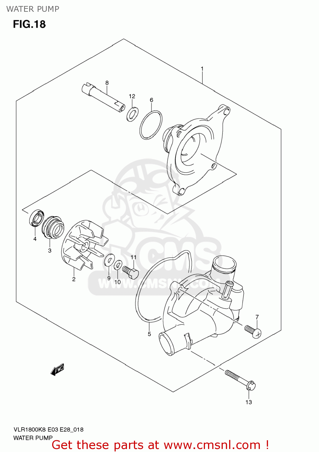WATER PUMP VLR1800 BOULEVARD C109R 2009 (K9) CALIFORNIA (E33)