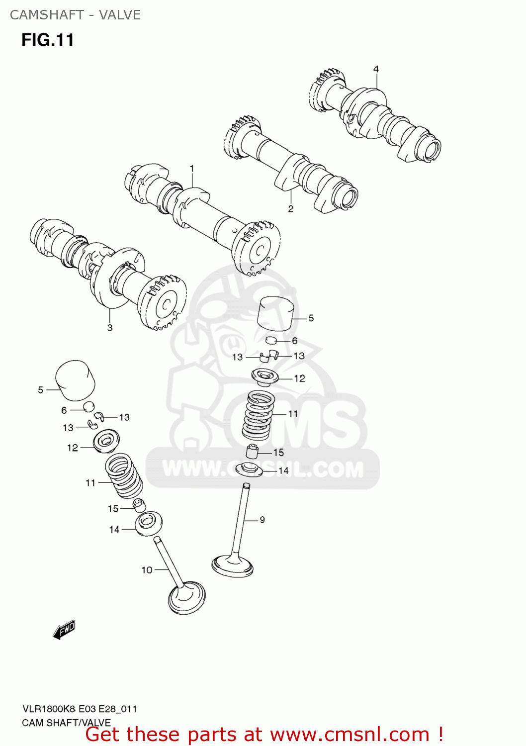 CAMSHAFT - VALVE VLR1800T BOULEVARD C109R 2008 (K8) USA CALIFORNIA (E03 E33)