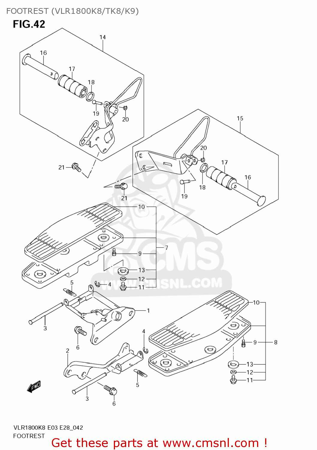 FOOTREST (VLR1800K8/TK8/K9) VLR1800T BOULEVARD C109R 2008 (K8) USA CALIFORNIA (E03 E33)