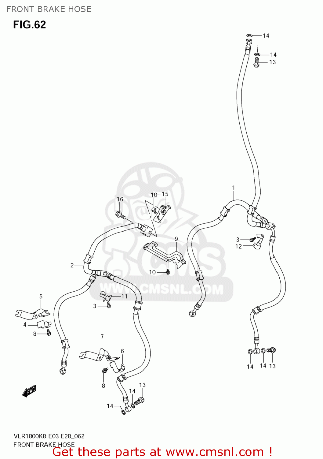 FRONT BRAKE HOSE VLR1800T BOULEVARD C109R 2008 (K8) USA CALIFORNIA (E03 E33)