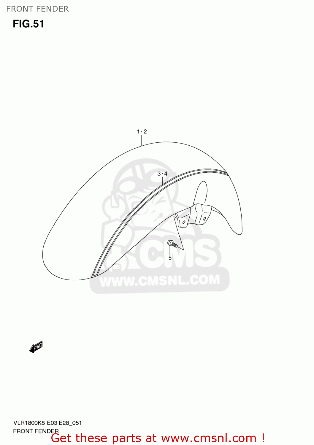 FRONT FENDER VLR1800T BOULEVARD C109R 2008 (K8) USA CALIFORNIA (E03 E33)