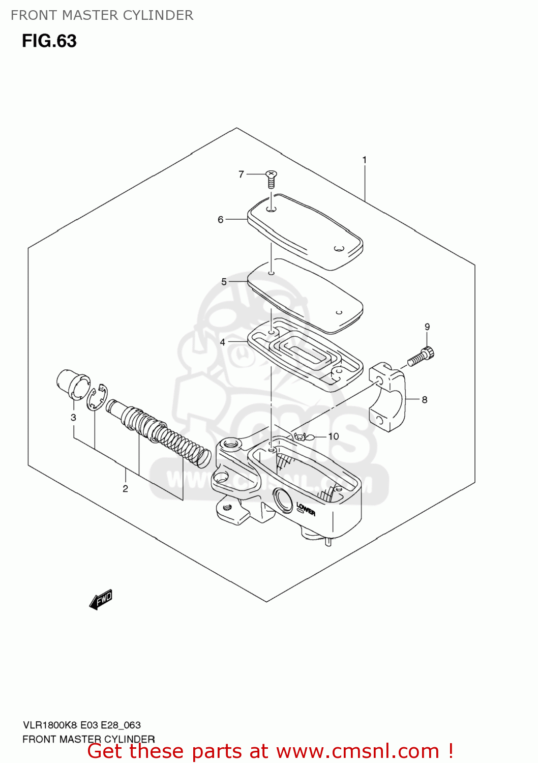 FRONT MASTER CYLINDER VLR1800T BOULEVARD C109R 2008 (K8) USA CALIFORNIA (E03 E33)