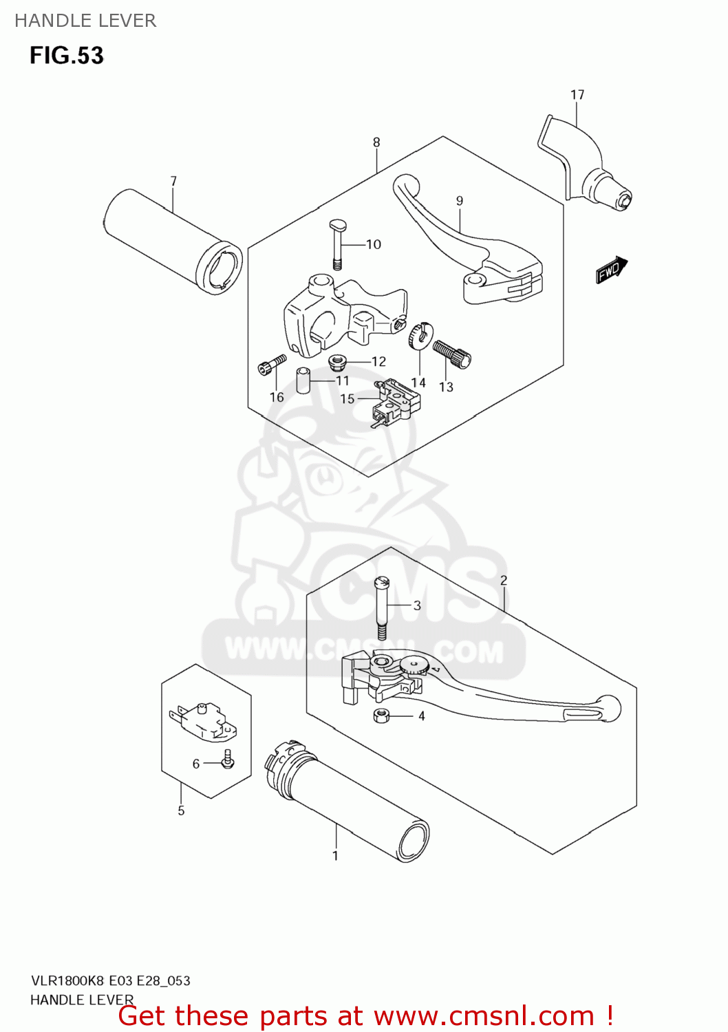 HANDLE LEVER VLR1800T BOULEVARD C109R 2008 (K8) USA CALIFORNIA (E03 E33)