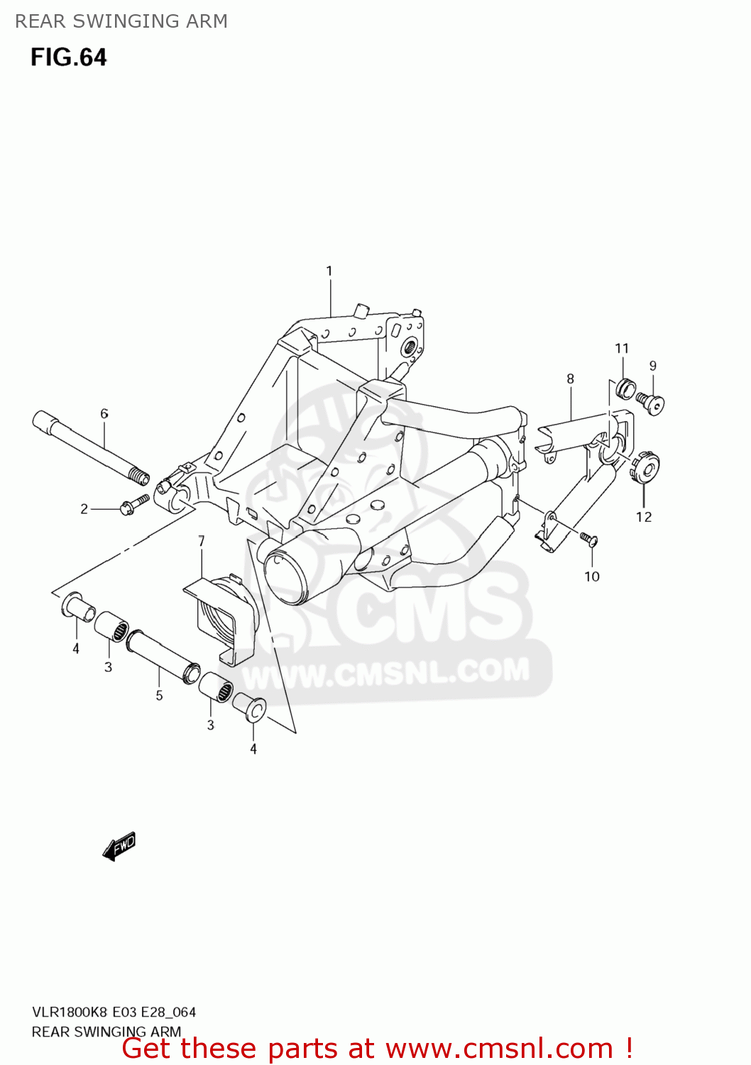 REAR SWINGING ARM VLR1800T BOULEVARD C109R 2008 (K8) USA CALIFORNIA (E03 E33)