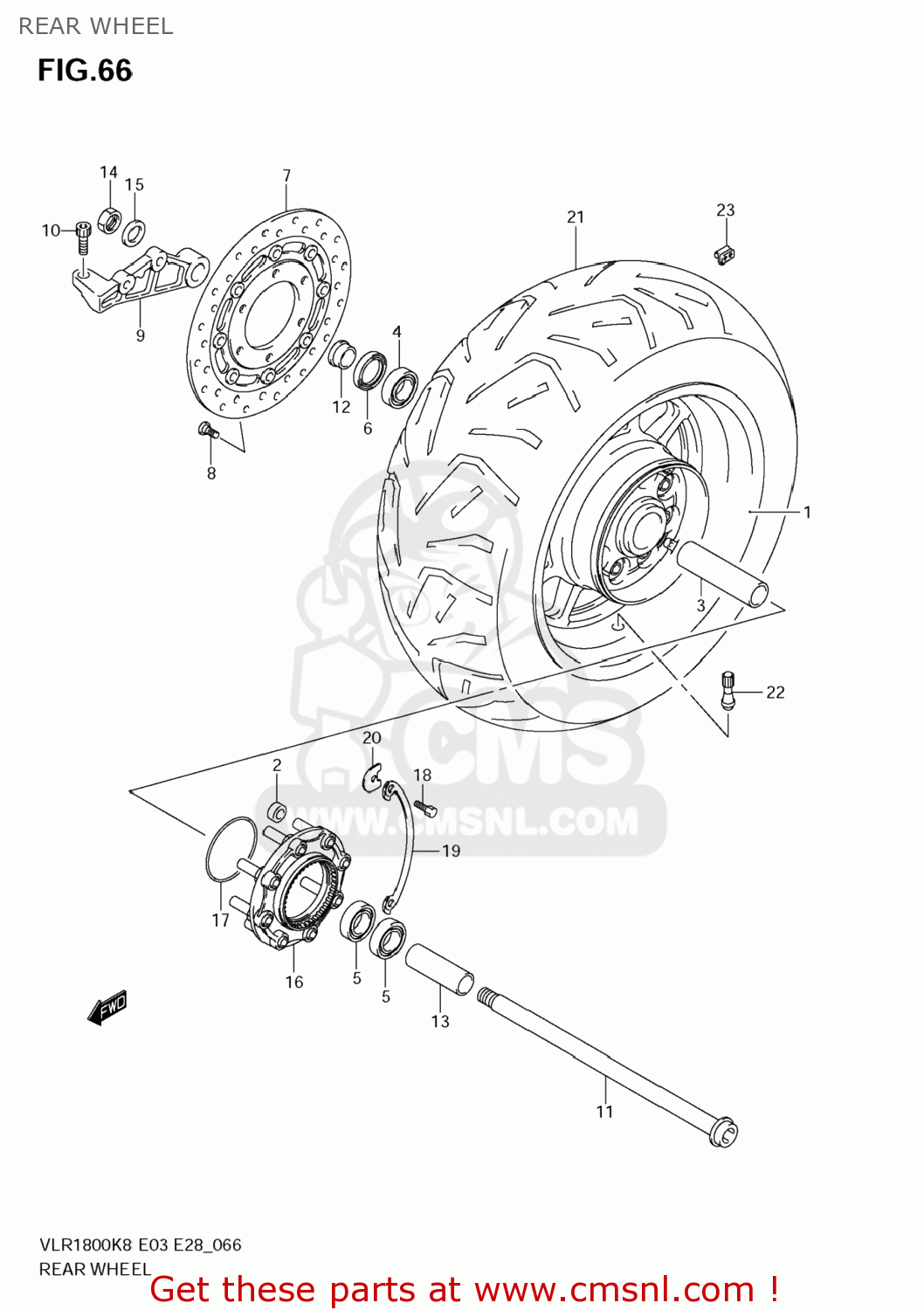 REAR WHEEL VLR1800T BOULEVARD C109R 2008 (K8) USA CALIFORNIA (E03 E33)