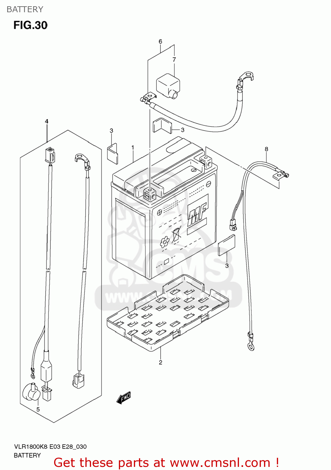 BATTERY VLR1800T BOULEVARD C109R 2009 (K9) USA CALIFORNIA (E03 E33)