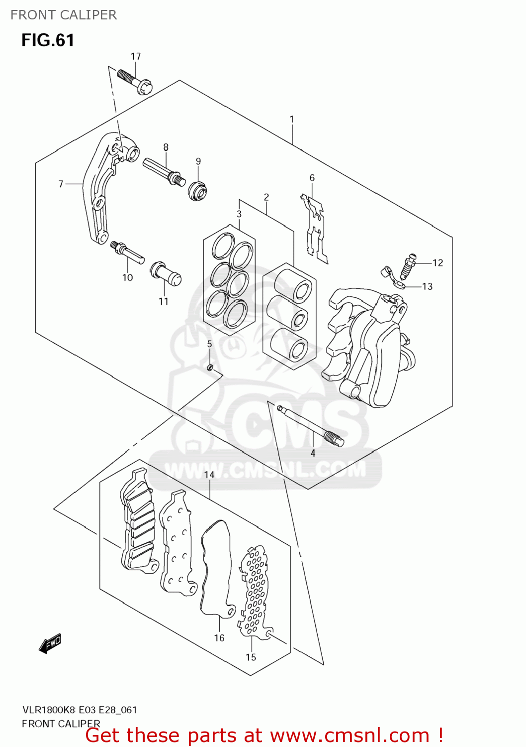FRONT CALIPER VLR1800T BOULEVARD C109R 2009 (K9) USA CALIFORNIA (E03 E33)