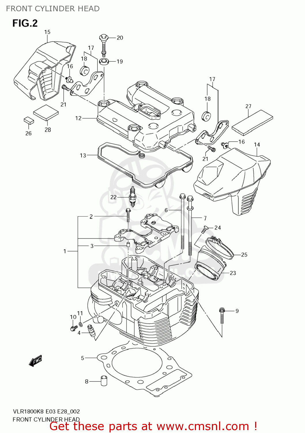 FRONT CYLINDER HEAD VLR1800T BOULEVARD C109R 2009 (K9) USA CALIFORNIA (E03 E33)