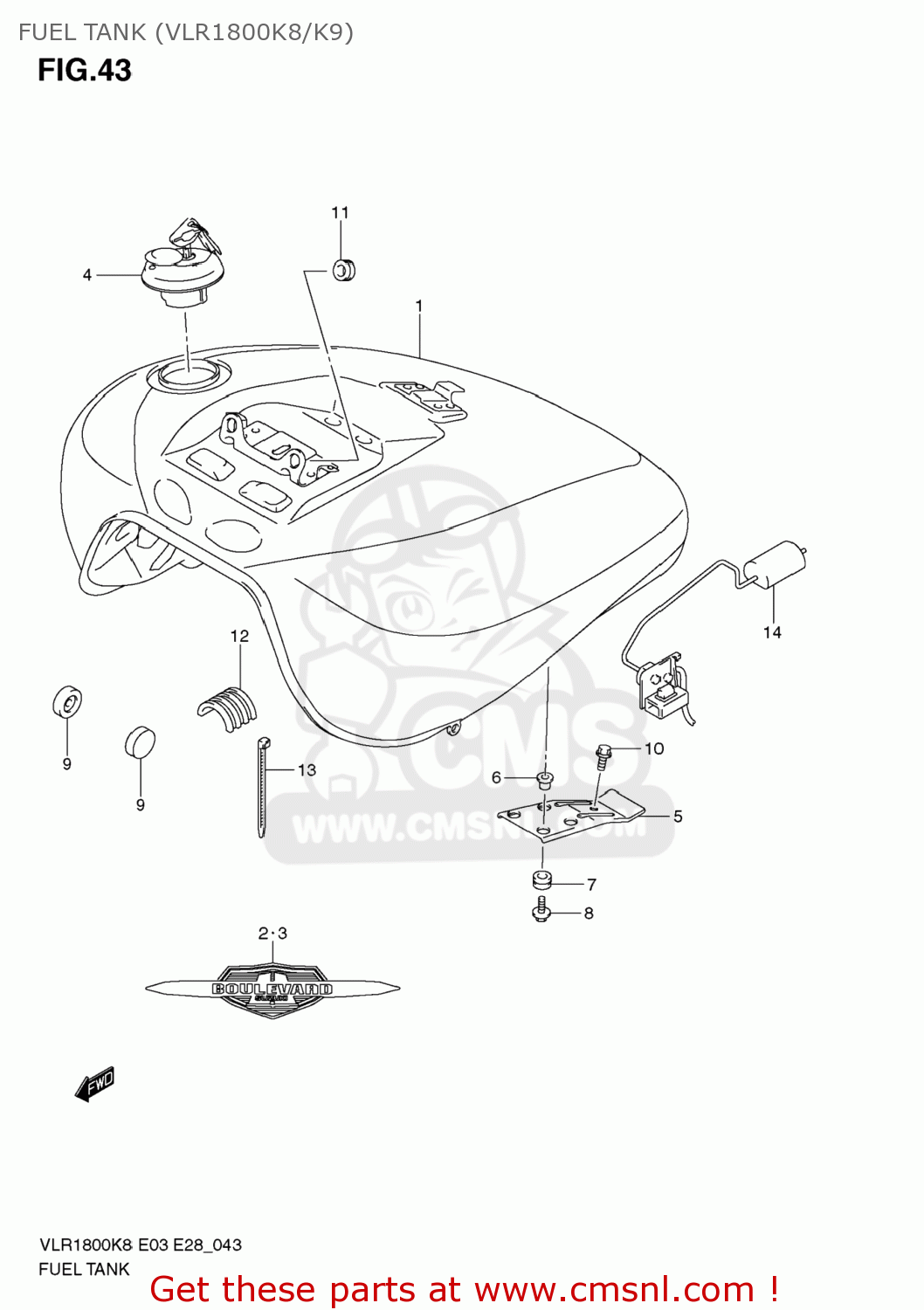 FUEL TANK (VLR1800K8/K9) VLR1800T BOULEVARD C109R 2009 (K9) USA CALIFORNIA (E03 E33)