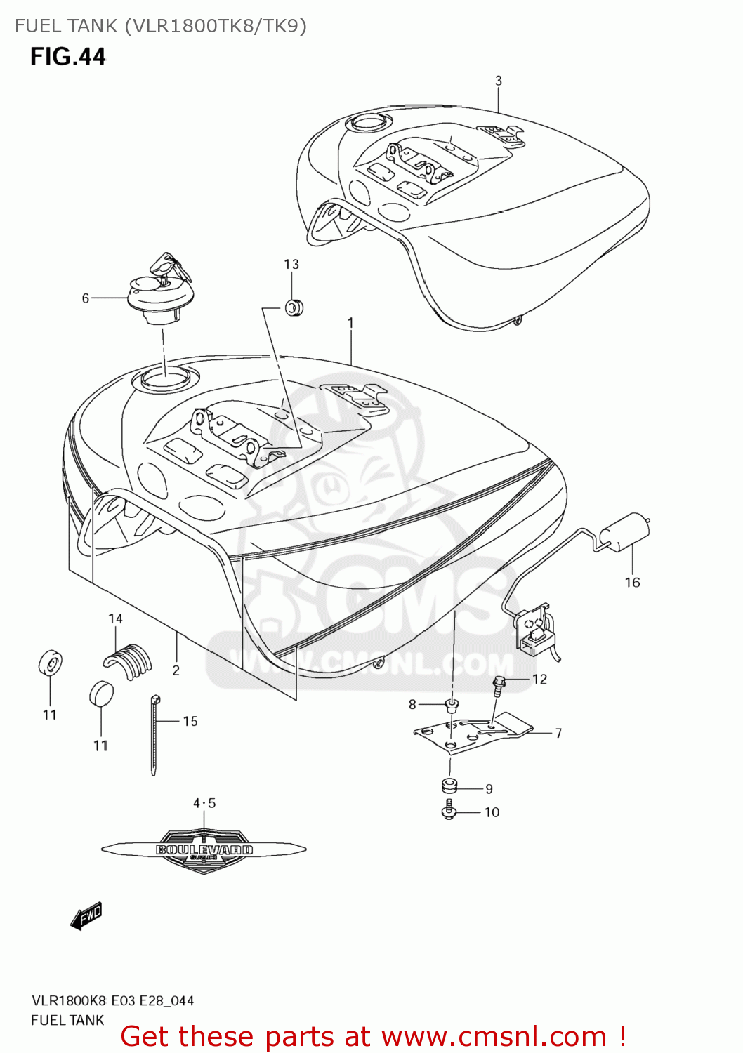 FUEL TANK (VLR1800TK8/TK9) VLR1800T BOULEVARD C109R 2009 (K9) USA CALIFORNIA (E03 E33)