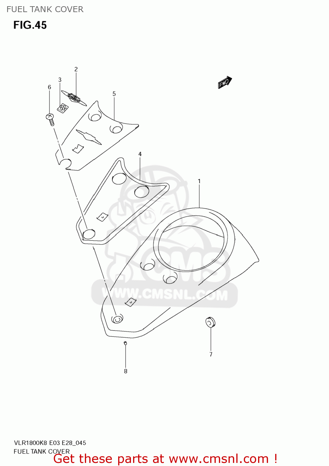 FUEL TANK COVER VLR1800T BOULEVARD C109R 2009 (K9) USA CALIFORNIA (E03 E33)