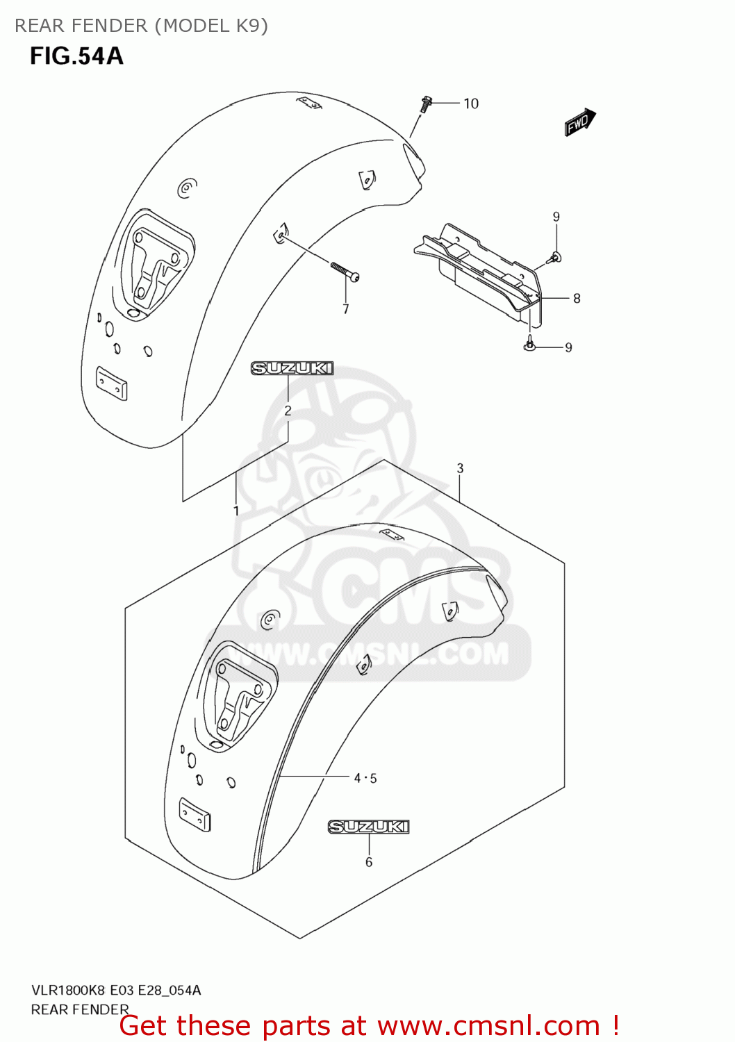 REAR FENDER (MODEL K9) VLR1800T BOULEVARD C109R 2009 (K9) USA CALIFORNIA (E03 E33)