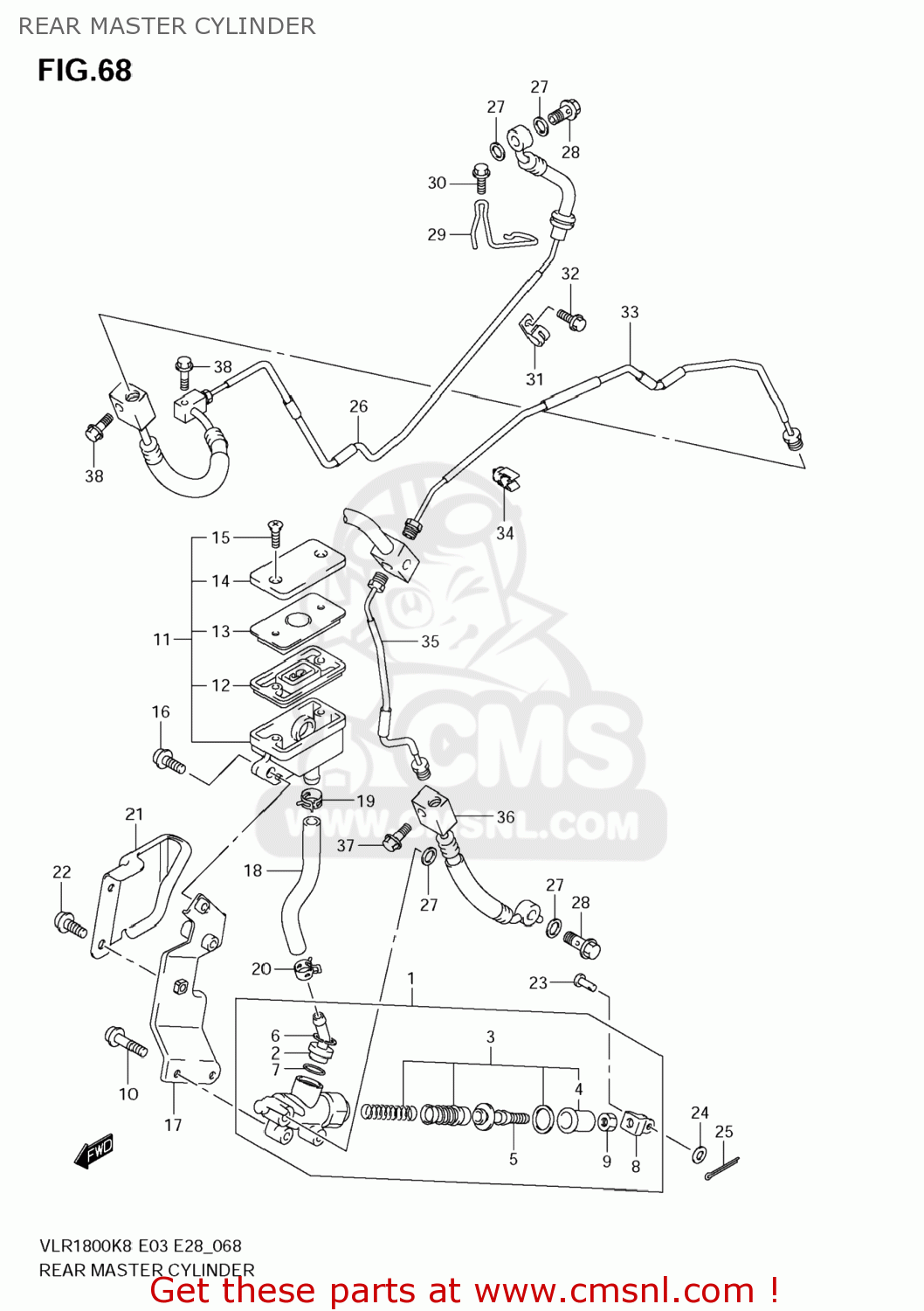 REAR MASTER CYLINDER VLR1800T BOULEVARD C109R 2009 (K9) USA CALIFORNIA (E03 E33)