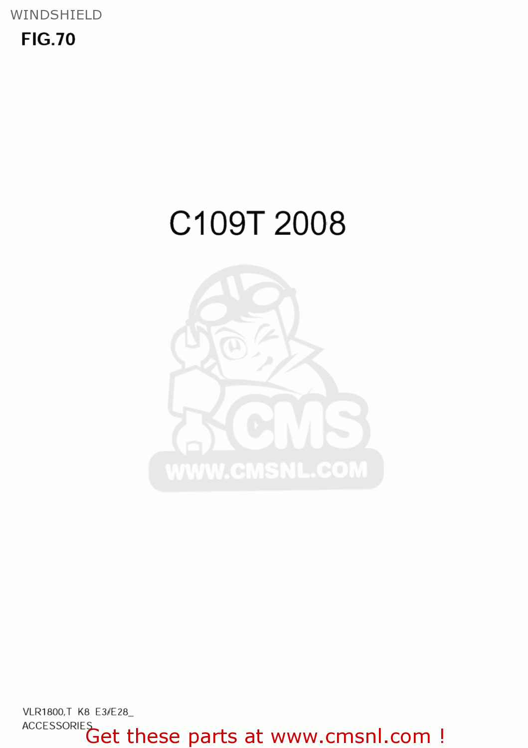 WINDSHIELD VLR1800T BOULEVARD C109R 2009 (K9) USA CALIFORNIA (E03 E33)