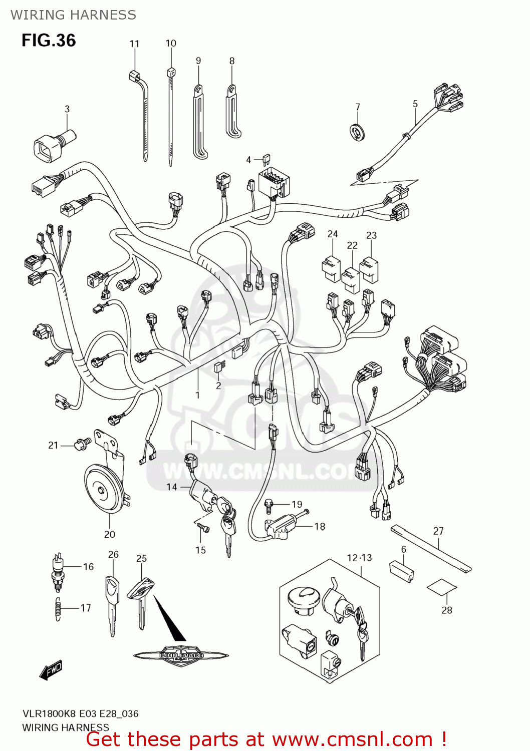 WIRING HARNESS VLR1800T BOULEVARD C109R 2009 (K9) USA CALIFORNIA (E03 E33)