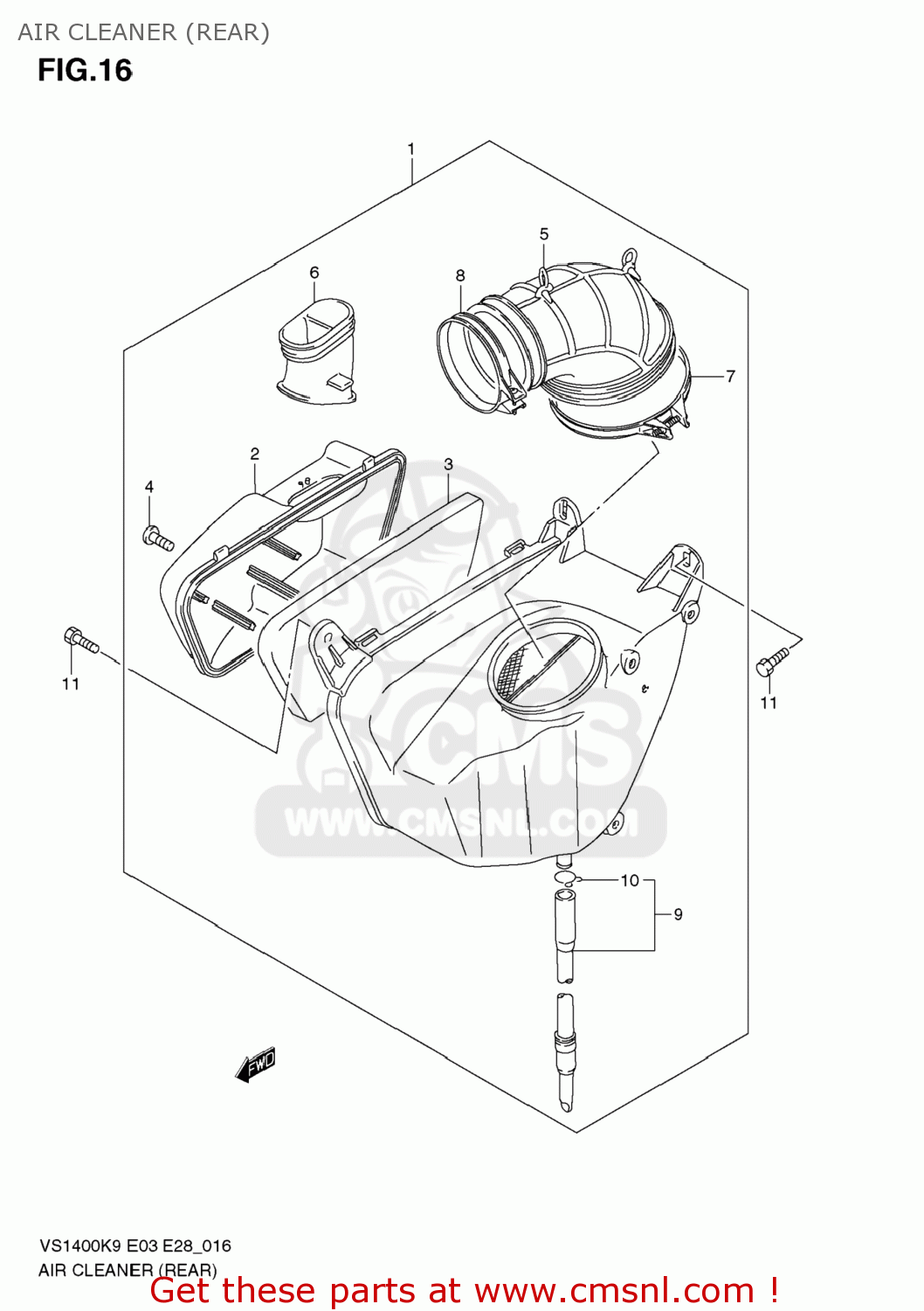 AIR CLEANER (REAR) VS1400 BOULEVARD S83 2009 (K9) CALIFORNIA (E33)