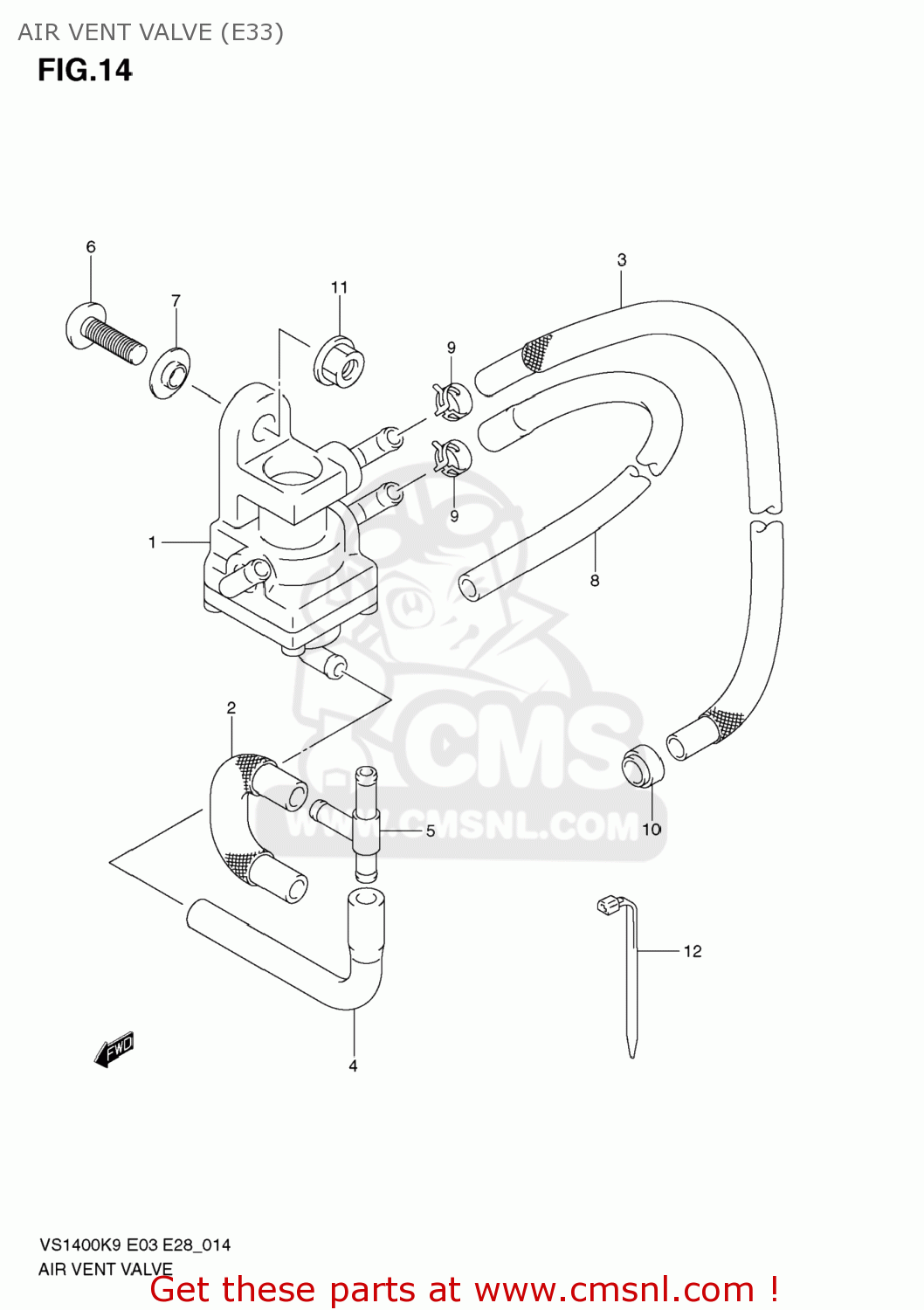 AIR VENT VALVE (E33) VS1400 BOULEVARD S83 2009 (K9) CALIFORNIA (E33)