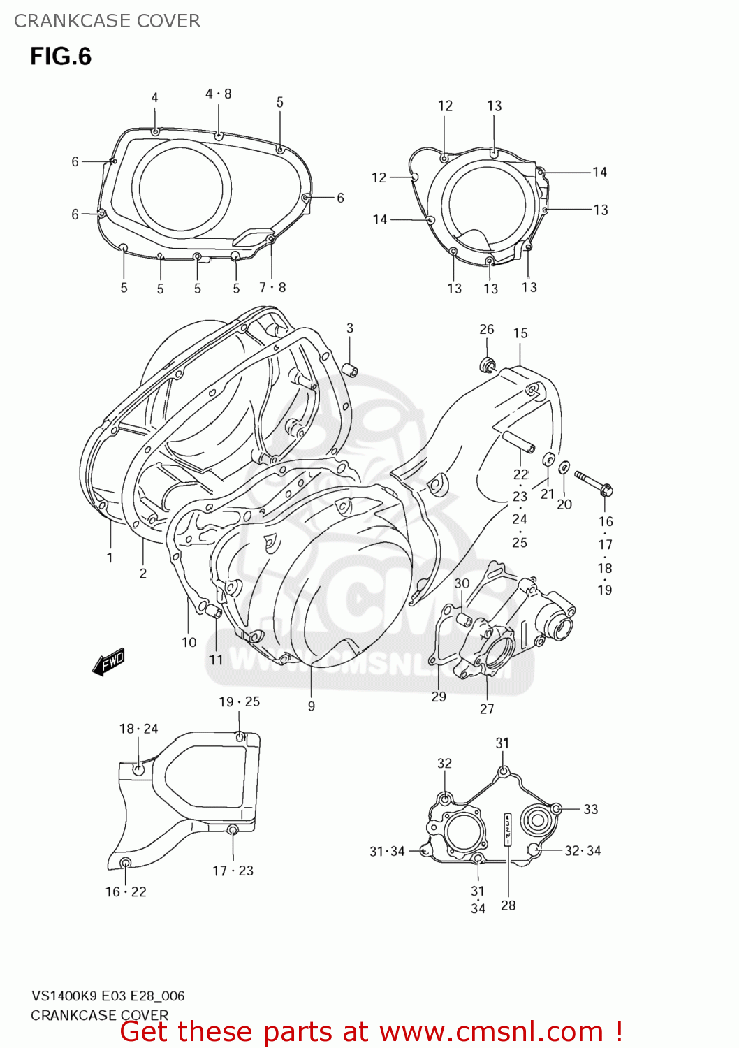 CRANKCASE COVER VS1400 BOULEVARD S83 2009 (K9) CALIFORNIA (E33)