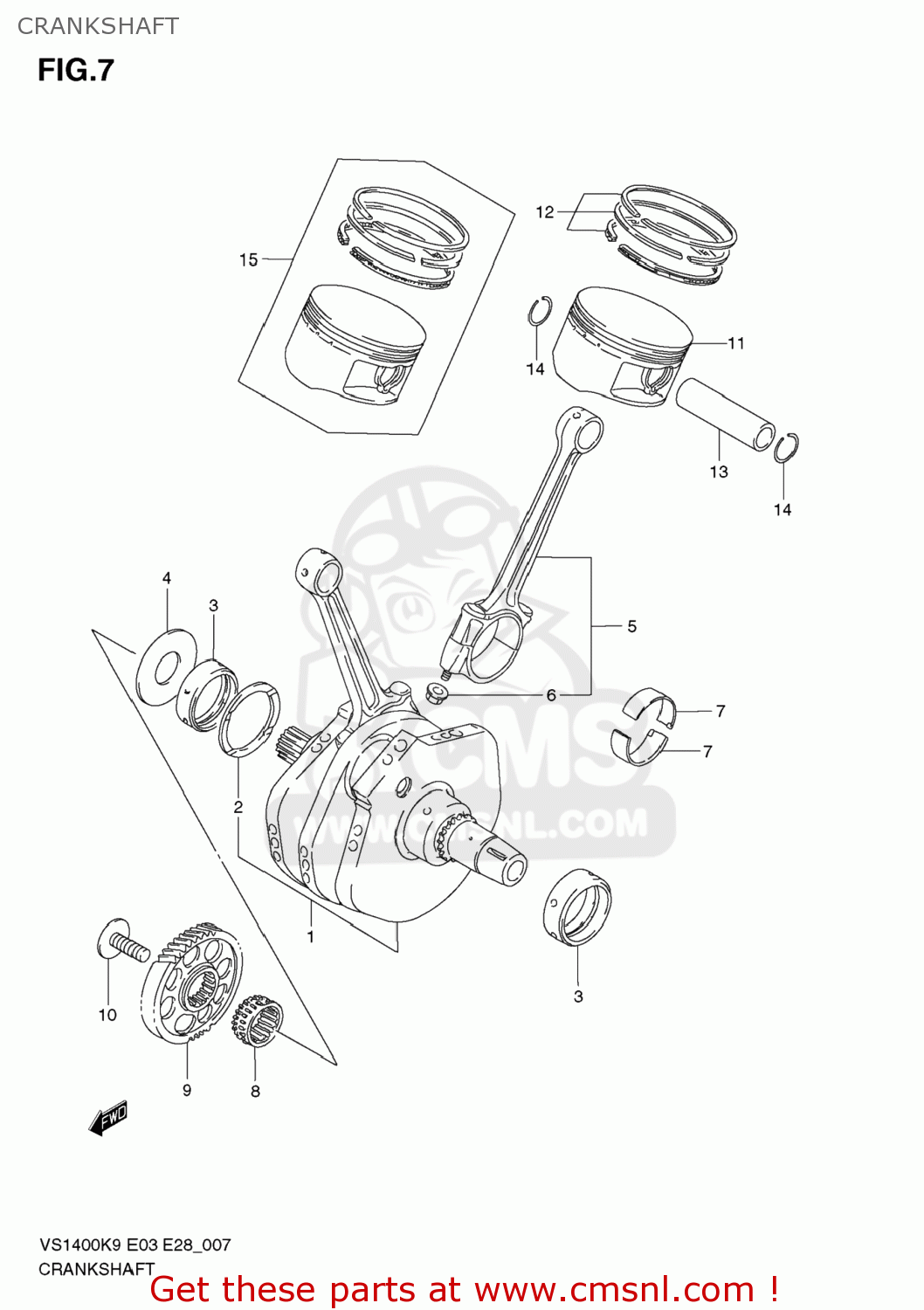 CRANKSHAFT VS1400 BOULEVARD S83 2009 (K9) CALIFORNIA (E33)