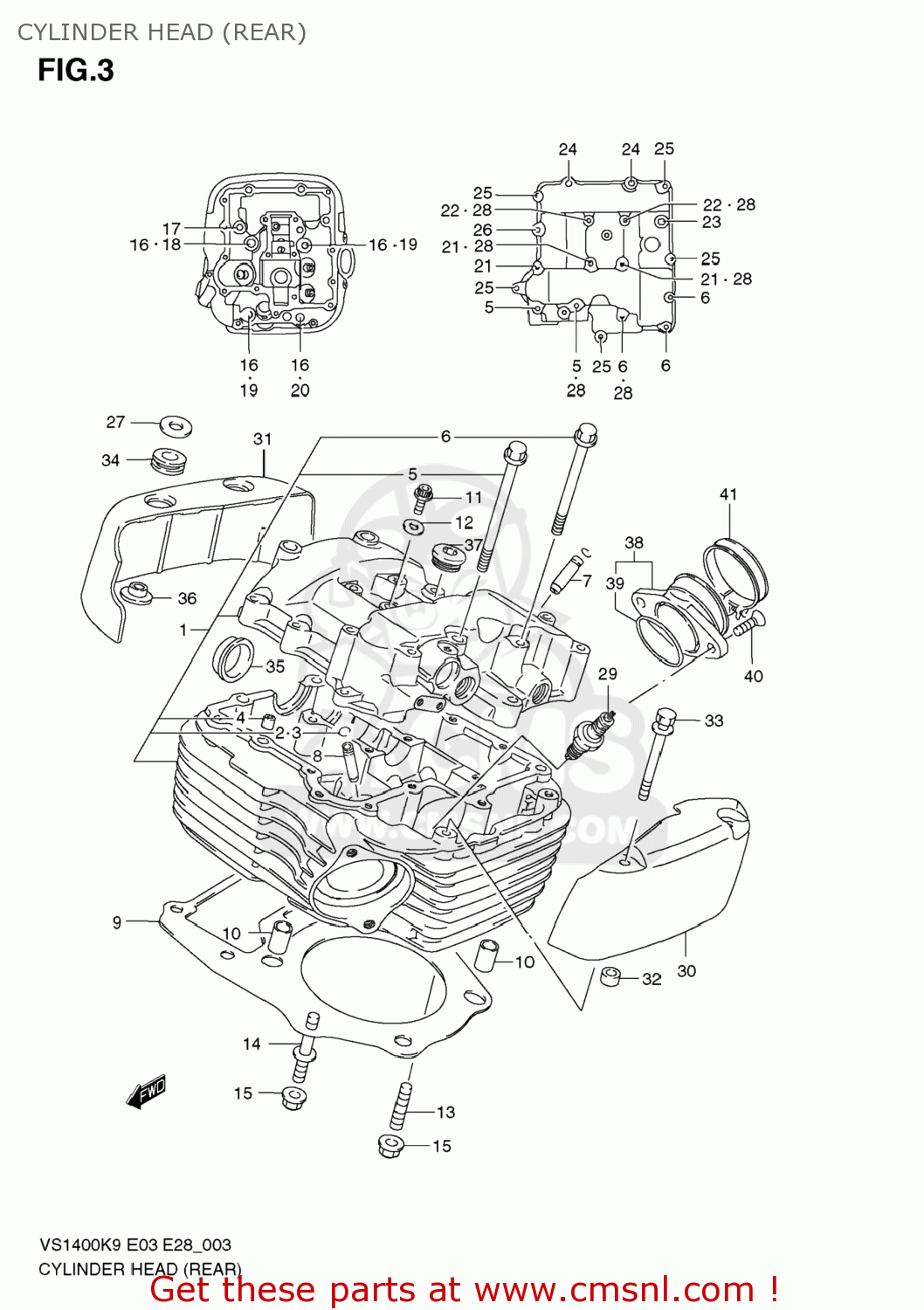 CYLINDER HEAD (REAR) VS1400 BOULEVARD S83 2009 (K9) CALIFORNIA (E33)