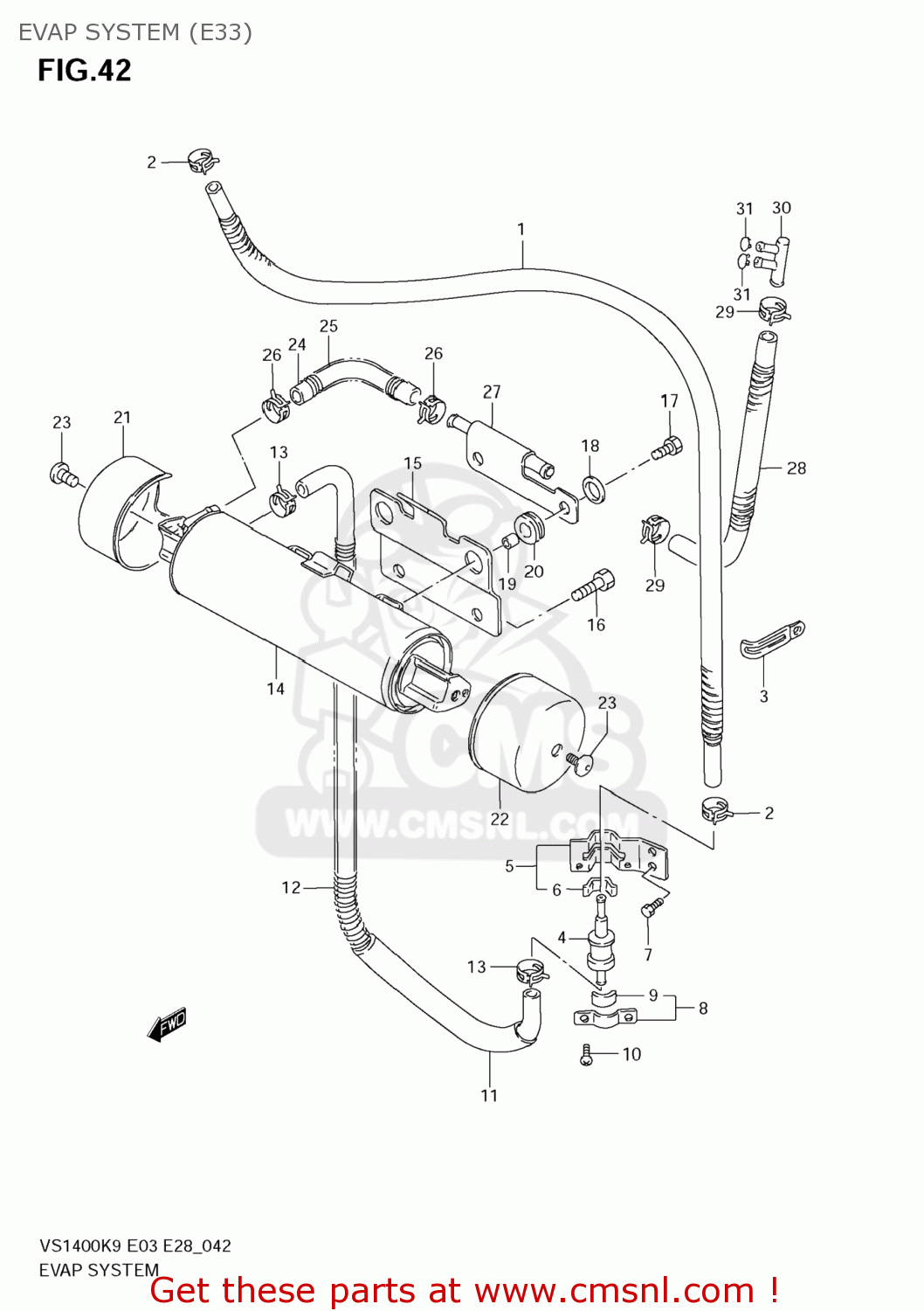 EVAP SYSTEM (E33) VS1400 BOULEVARD S83 2009 (K9) CALIFORNIA (E33)