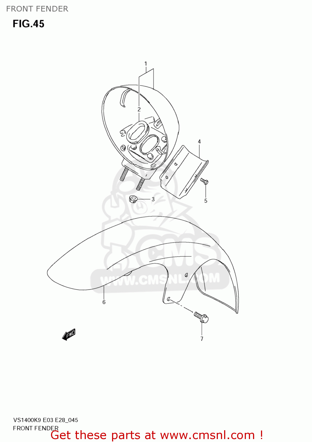 FRONT FENDER VS1400 BOULEVARD S83 2009 (K9) CALIFORNIA (E33)