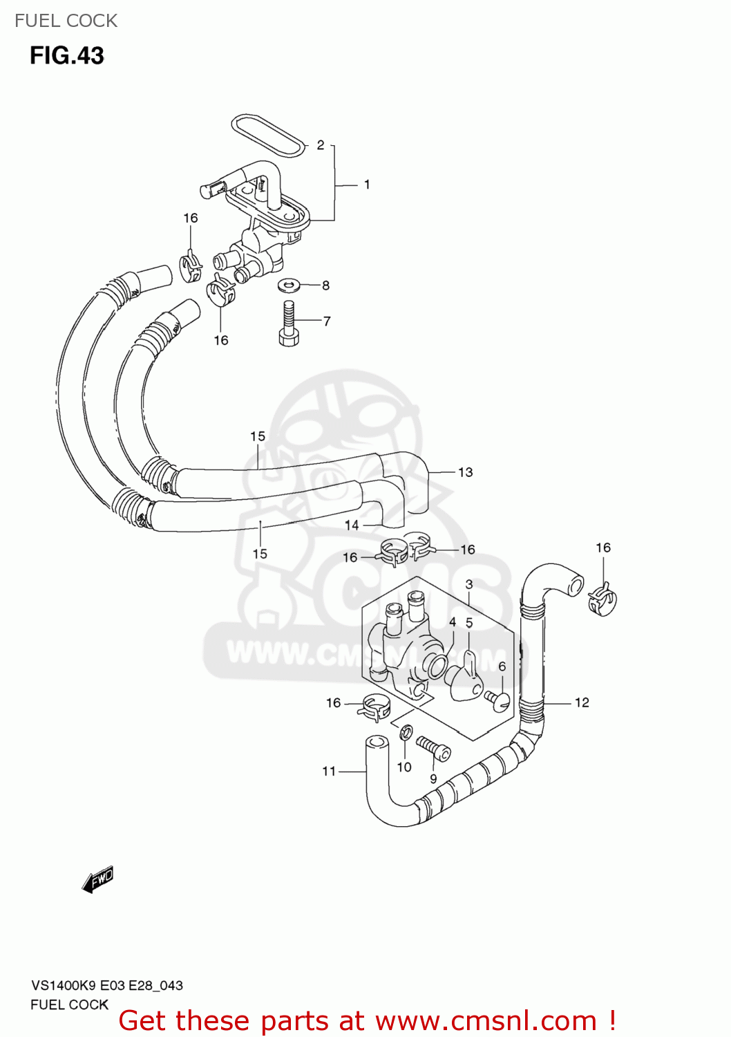 FUEL COCK VS1400 BOULEVARD S83 2009 (K9) CALIFORNIA (E33)