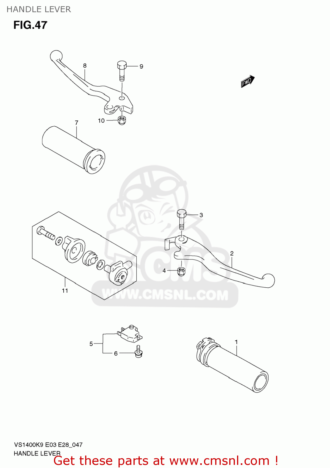 HANDLE LEVER VS1400 BOULEVARD S83 2009 (K9) CALIFORNIA (E33)