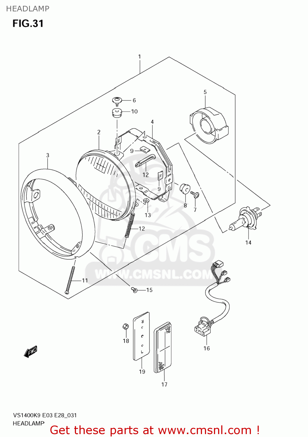 HEADLAMP VS1400 BOULEVARD S83 2009 (K9) CALIFORNIA (E33)