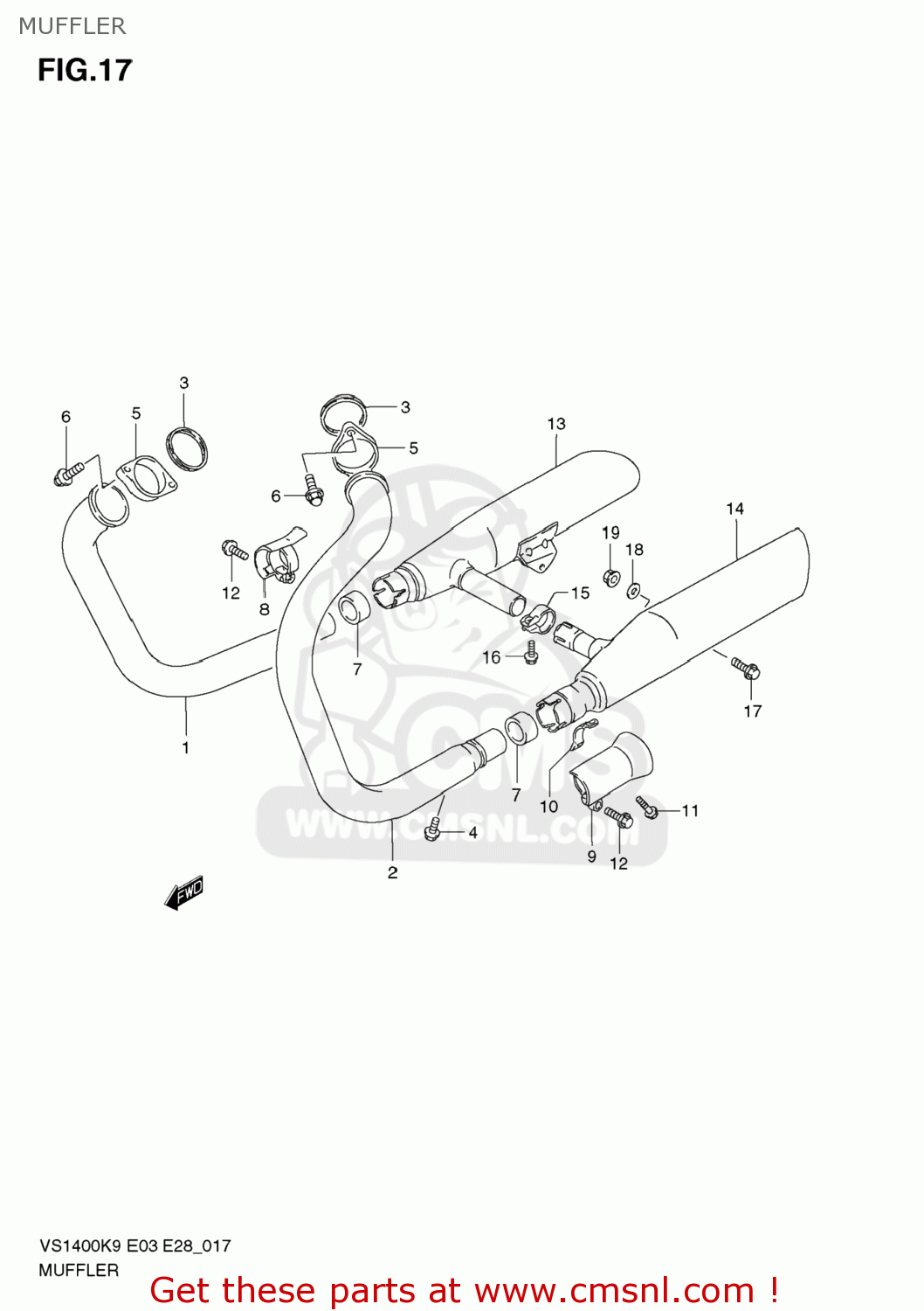 MUFFLER VS1400 BOULEVARD S83 2009 (K9) CALIFORNIA (E33)