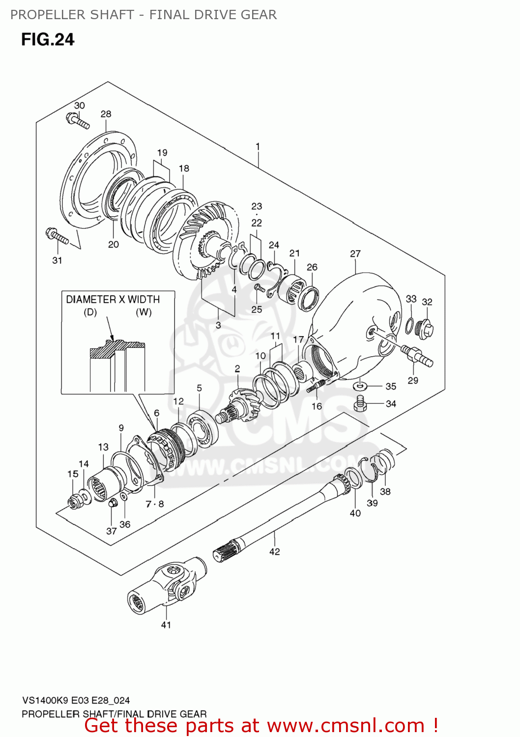 PROPELLER SHAFT - FINAL DRIVE GEAR VS1400 BOULEVARD S83 2009 (K9) CALIFORNIA (E33)