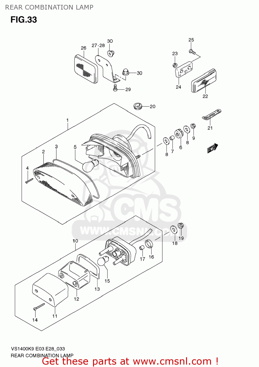 REAR COMBINATION LAMP VS1400 BOULEVARD S83 2009 (K9) CALIFORNIA (E33)