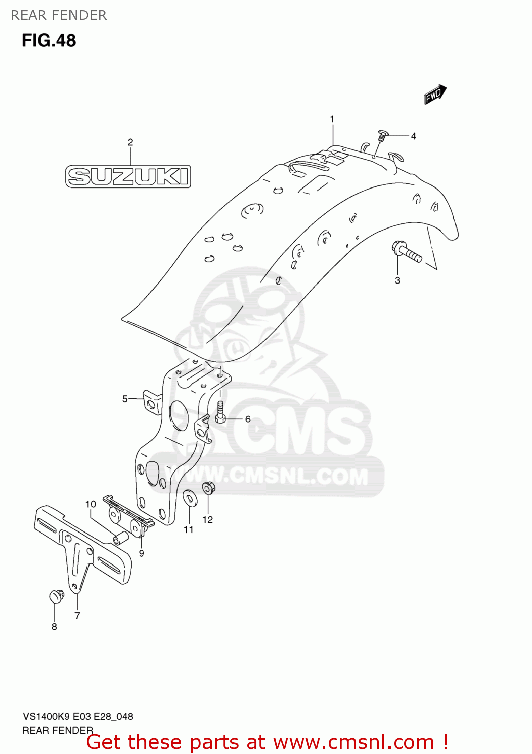 REAR FENDER VS1400 BOULEVARD S83 2009 (K9) CALIFORNIA (E33)