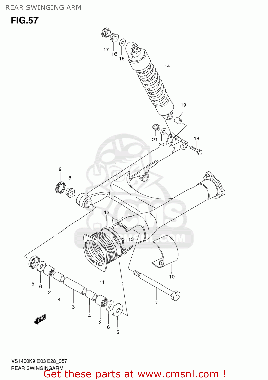 REAR SWINGING ARM VS1400 BOULEVARD S83 2009 (K9) CALIFORNIA (E33)
