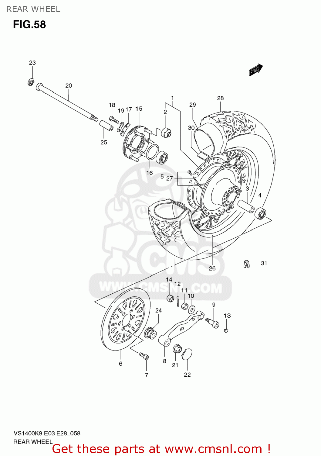 REAR WHEEL VS1400 BOULEVARD S83 2009 (K9) CALIFORNIA (E33)