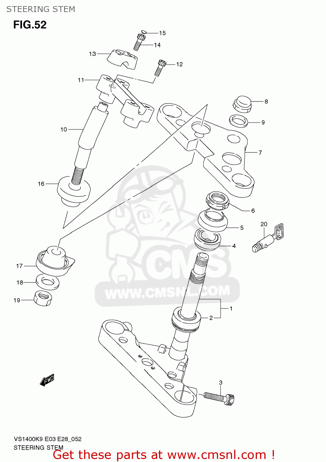 STEERING STEM VS1400 BOULEVARD S83 2009 (K9) CALIFORNIA (E33)