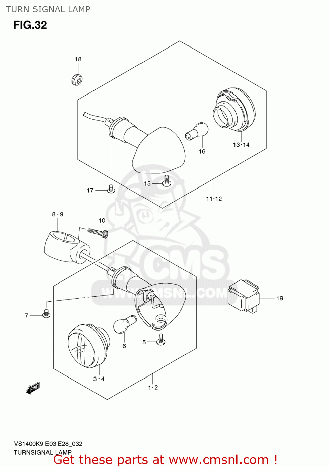 TURN SIGNAL LAMP VS1400 BOULEVARD S83 2009 (K9) CALIFORNIA (E33)