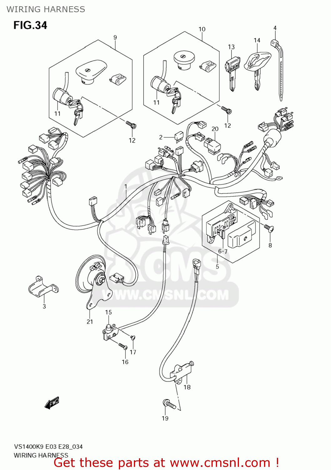 WIRING HARNESS VS1400 BOULEVARD S83 2009 (K9) CALIFORNIA (E33)