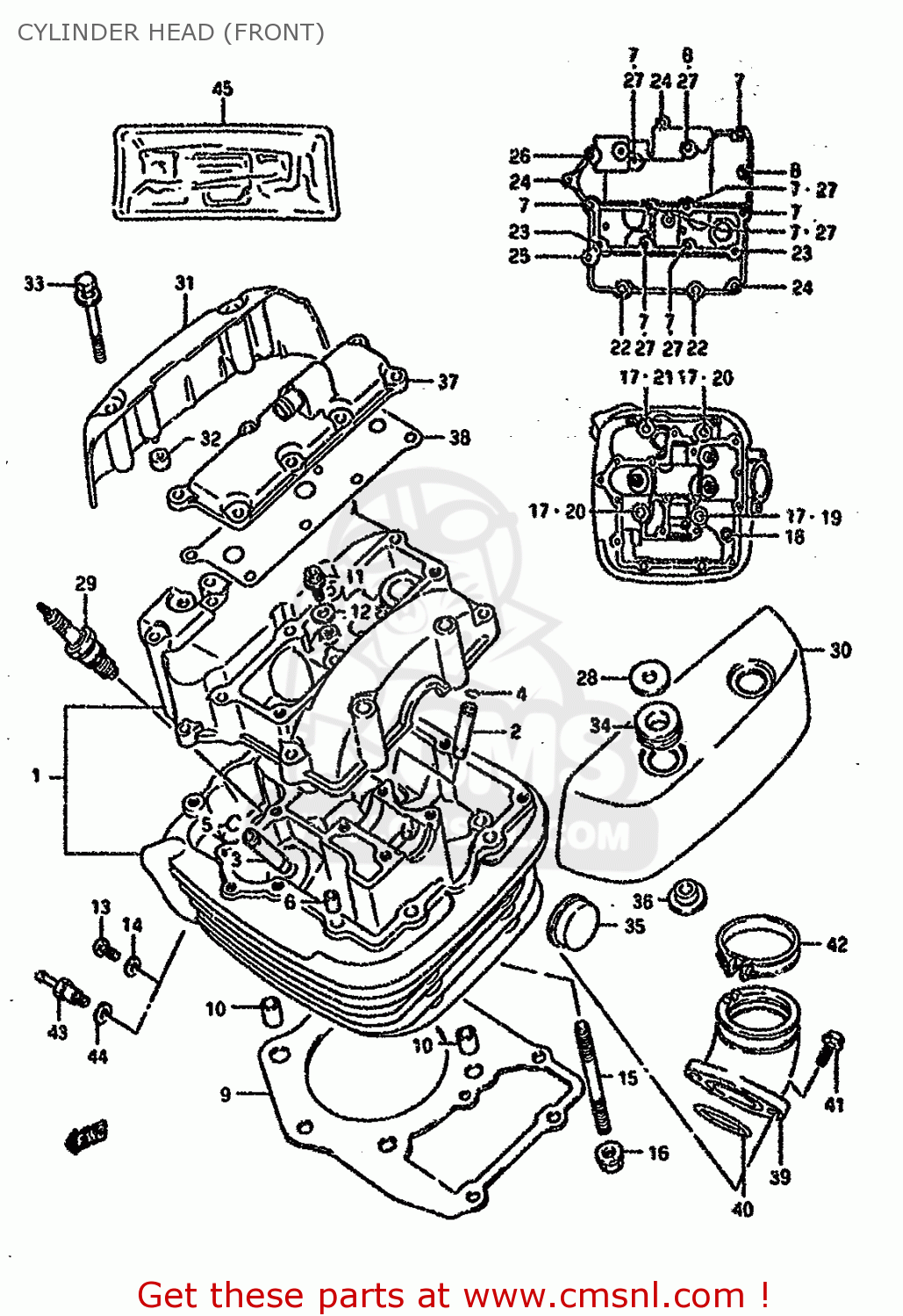 CYLINDER HEAD (FRONT) VS1400GLF 1987 H) (E02 E04 E15 E16 E17 E18 E21 E22 E25 E34 E39)