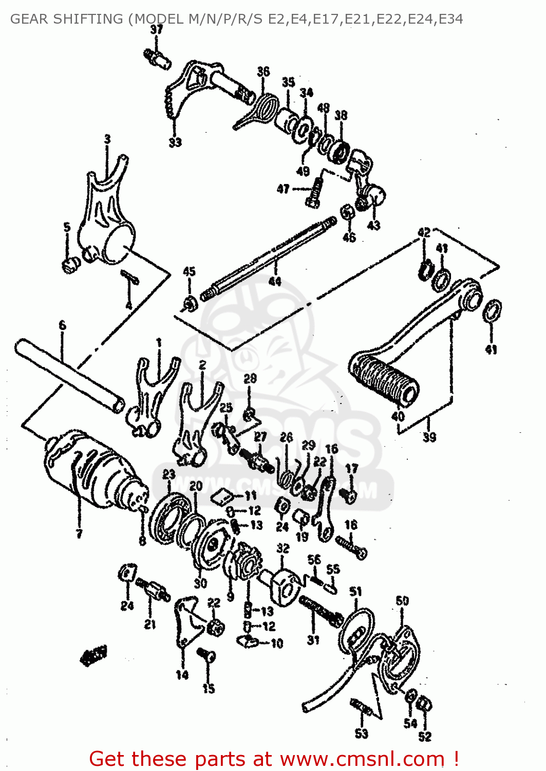 GEAR SHIFTING (MODEL M/N/P/R/S E2,E4,E17,E21,E22,E24,E34 VS1400GLF 1987 H) (E02 E04 E15 E16 E17 E18 E21 E22 E25 E34 E39)