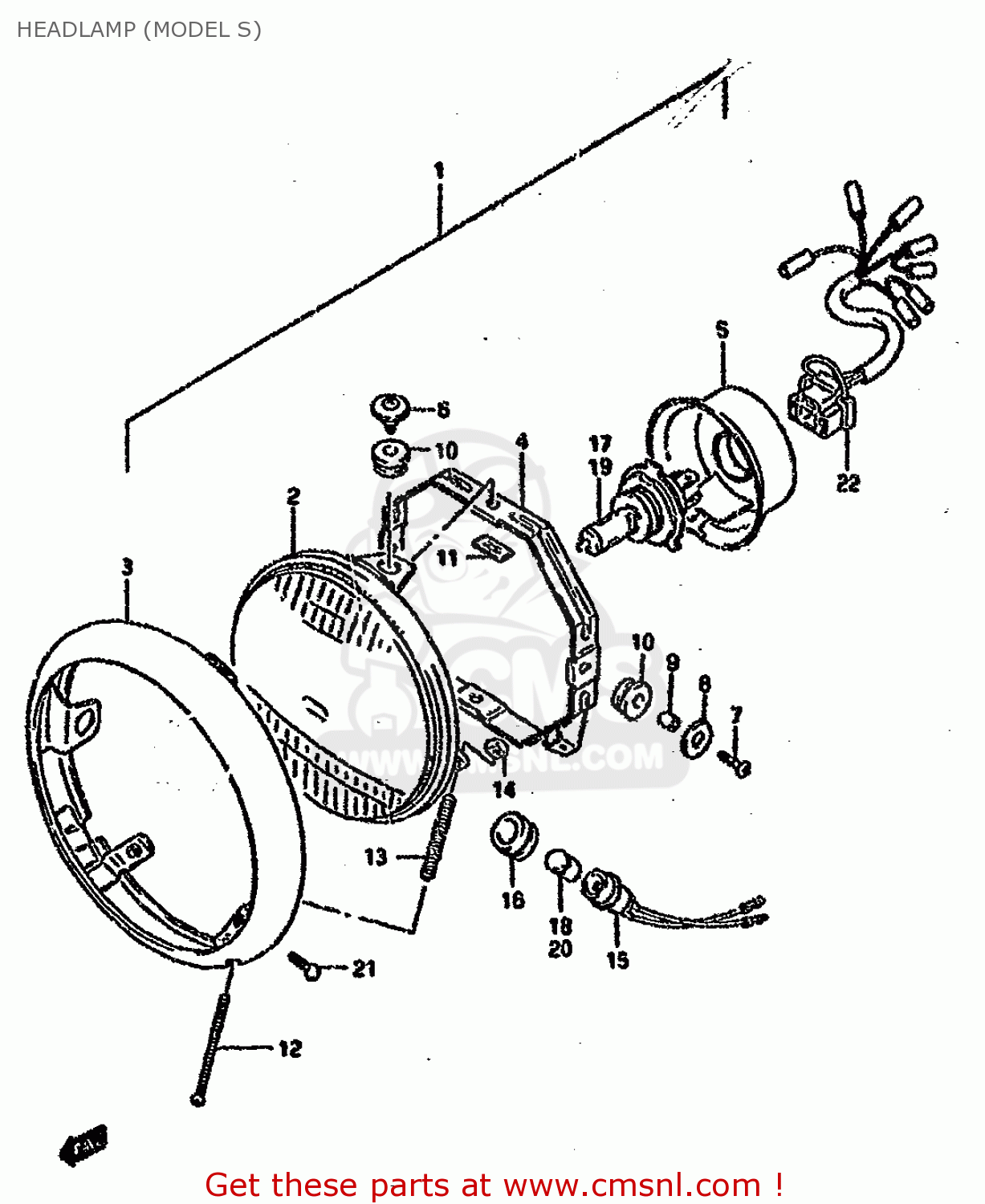 HEADLAMP (MODEL S) VS1400GLF 1988 (J) (E01 E02 E04 E15 E16 E17 E18 E22 25 34 39 77)