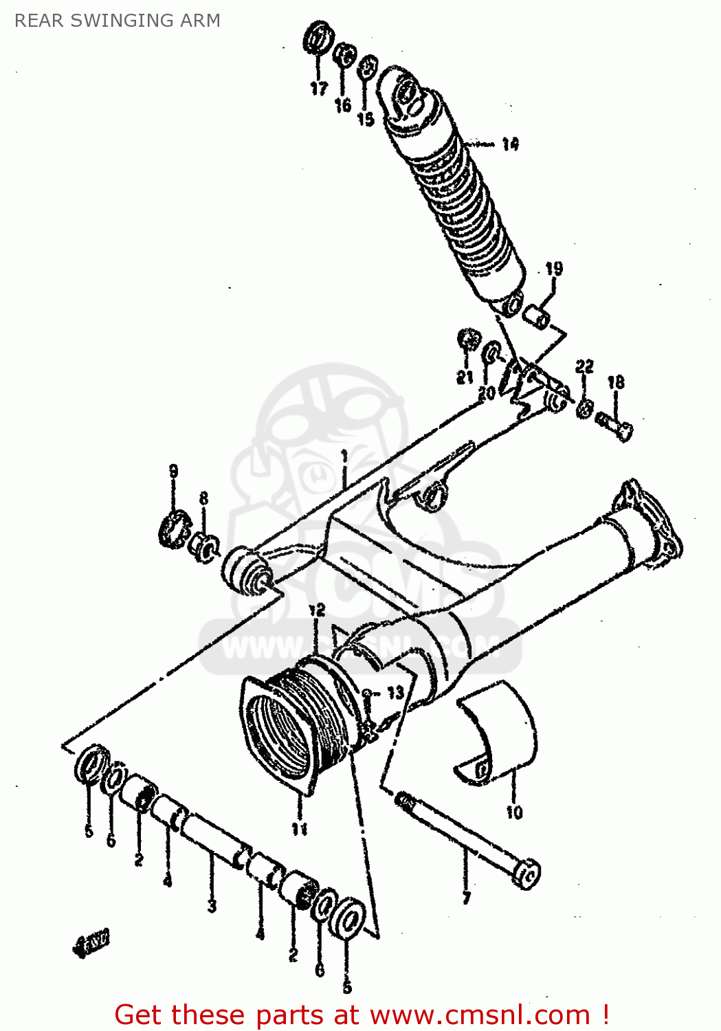 REAR SWINGING ARM VS1400GLF 1990 (L) (E01 E04 E17 E21 E22 E39)