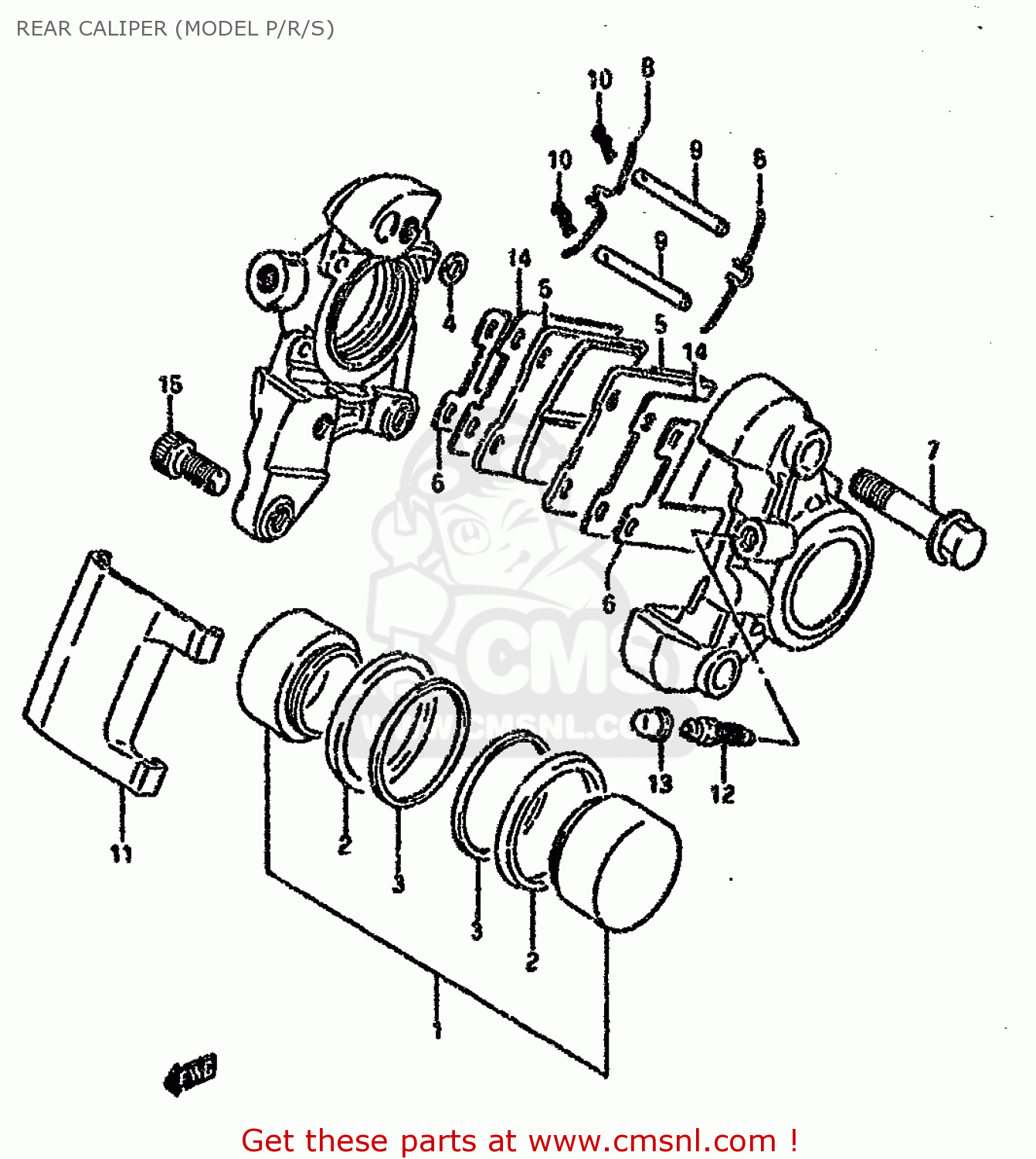 REAR CALIPER (MODEL P/R/S) VS1400GLF 1991 (M) (E01 E04 E17 E21 E22 E34 E39)
