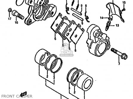 FRONT CALIPER - VS1400GLF 1992 (N) (E01 E04 E17 E21 E22 E34)