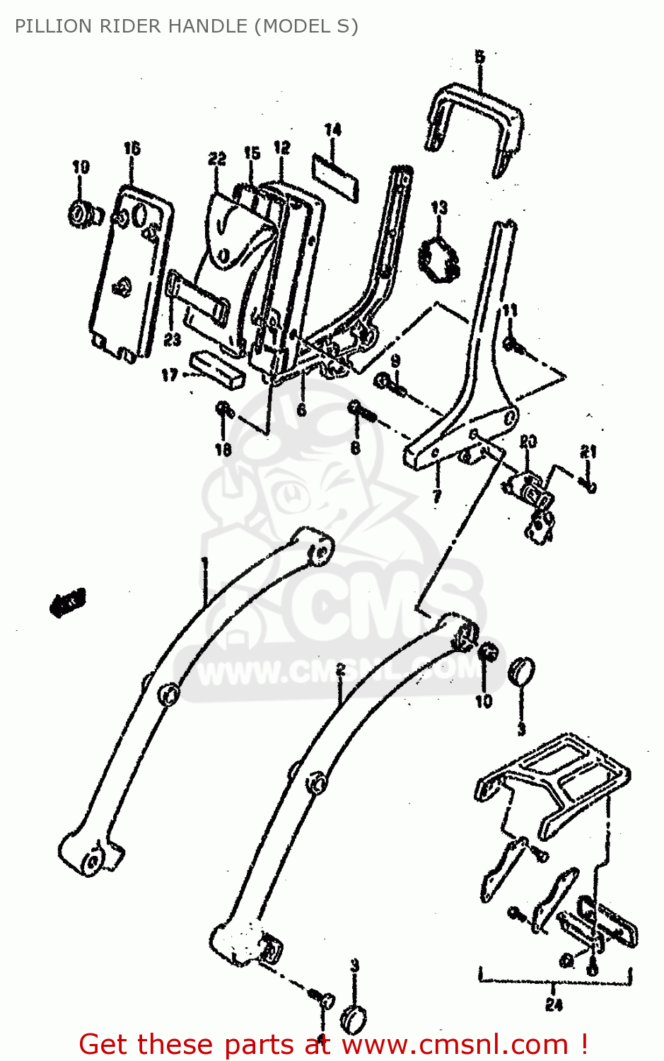 PILLION RIDER HANDLE (MODEL S) VS1400GLP 1987 (H) (E02 E04 E15 E16 E17 E18 E21 E22 E25 E34 E39)