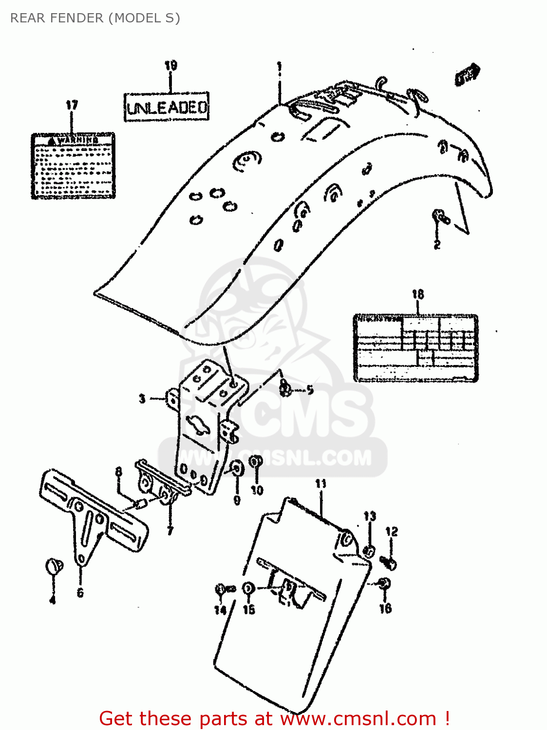 REAR FENDER (MODEL S) VS1400GLP 1987 (H) (E02 E04 E15 E16 E17 E18 E21 E22 E25 E34 E39)